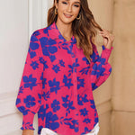 Zeagoo Women's Button Down Shirts Loose Fit Striped Printed Lantern Blouses