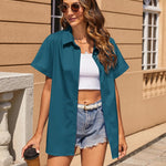 Zeagoo Women's Cotton Button Down Shirts Short Sleeve Casual Shirts