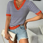 Zeagoo Short Sleeve Sweaters Soft Casual V Neck Pullover Tops