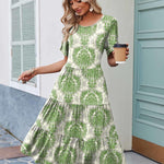 Zeagoo Midi Floral Flutter Short Sleeve Casual Dresses with Pockets