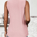 Zeagoo Sleeveless Eyelet Shirts High Neck Top
