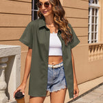 Zeagoo Women's Cotton Button Down Shirts Short Sleeve Casual Shirts