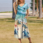 Zeagoo Floral Dress Short Sleeve Beach Dress