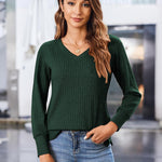 Zeagoo Long Sleeve Shirts for Women V Neck Casual Sweaters