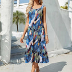 Zeagoo Floral Beach Sundress Casual A-Line Midi Tank Dresses