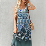 Zeagoo Floral Beach Sundress Casual A-Line Midi Tank Dresses