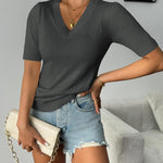 Zeagoo Short Sleeve Sweaters Soft Casual V Neck Pullover Tops