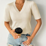 Zeagoo Short Sleeve Sweaters Soft Casual V Neck Pullover Tops