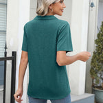 Zeagoo Short Sleeve Polo T Shirts Pleated V Neck Tee