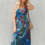 Zeagoo Floral Beach Sundress Casual A-Line Midi Tank Dresses
