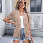 Zeagoo Short Sleeve Crochet Cardigan Button up Bolero Shrug Sweater