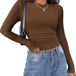 Zeagoo Damen Langarm T-Shirt Basic Slim Fit Tops (DE Only)