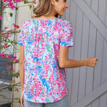Zeagoo Women Tunic Tops Dressy Casual Short Sleeve Floral Shirts
