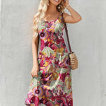 Zeagoo Floral Beach Sundress Casual A-Line Midi Tank Dresses