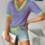 Zeagoo Short Sleeve Sweaters Soft Casual V Neck Pullover Tops