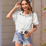 Zeagoo Women's Cotton Button Down Shirts Short Sleeve Casual Shirts