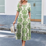 Zeagoo Midi Floral Flutter Short Sleeve Casual Dresses with Pockets