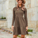Zeagoo Women's Autumn Dress Long Sleeve Round Neck Knitted Dress