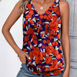 Zeagoo Tank Tops Loose Fit V Neck Ruched Sleeveless Tops