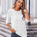 Zeagoo Loose Short Sleeve Tunic Tops Crochet Knit Pullover Sweater