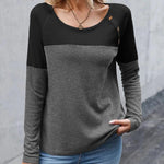 Zeagoo Women Waffle Knit Shirts Long Sleeve Colorblock Tee