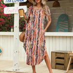 Zeagoo Maxi Dress with Pockets Short Sleeve Sundress