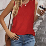Zeagoo Sleeveless Eyelet Shirts High Neck Top