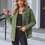 Zeagoo Jean Jackets Ripped Stretchy Denim Jean Jacket