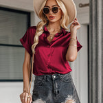 Satin Button Down Shirts- Zeagoo (Us Only)