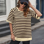 Zeagoo Women Striped T Shirts Oversized Short Sleeve Tops