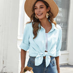 Zeagoo Linen Button Down Shirts  Long Sleeve Cotton Gauze Tops