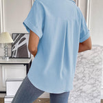 Zeagoo Short Sleeve Casual Roll-Up Cuffed Tops