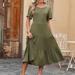 Zeagoo Midi Floral Flutter Short Sleeve Casual Dresses with Pockets