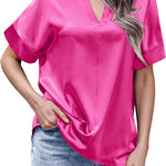 Satin Silk Blouse Tops - Zeagoo (Us Only)