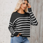 Zeagoo Women's Crew Neck Cropped Sweater Long Sleeve Knit Tops