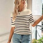 Zeagoo Short Sleeve Sweater Crew Neck Dressy Casual Soft Knit Tops