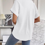 Zeagoo Short Sleeve Casual Roll-Up Cuffed Tops