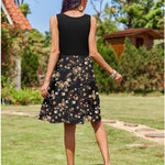 Zeagoo Summer Dress Knee-Length Round Neck Floral Dress (DE Only)