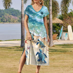 Zeagoo Floral Dress Short Sleeve Beach Dress