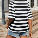 Zeagoo Oversized Loose Fit Short Sleeve Striped Tops