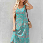 Zeagoo Floral Beach Sundress Casual A-Line Midi Tank Dresses
