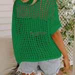 Zeagoo Short Sleeve Crochet Sweater Tops