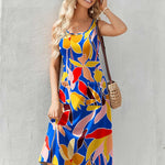 Zeagoo Floral Beach Sundress Casual A-Line Midi Tank Dresses