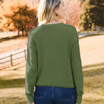Zeagoo Women's Crew Neck Cropped Sweater Long Sleeve Knit Tops