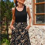Zeagoo Summer Dress Knee-Length Round Neck Floral Dress (DE Only)