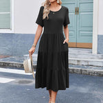 Zeagoo Midi Floral Flutter Short Sleeve Casual Dresses with Pockets