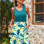 Zeagoo Summer Dress Knee-Length Round Neck Floral Dress (DE Only)