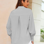 Zeagoo Women's Button Down Shirts Loose Fit Striped Printed Lantern Blouses