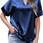 Satin Silk Blouse Tops - Zeagoo (Us Only)