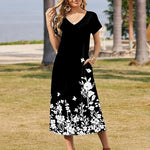 Zeagoo Floral Dress Short Sleeve Beach Dress